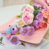 Fleurs décoratives tricotées à la main fleur fil Crochet Rose tulipe tournesol artificielle tissé Bouquet mariage décoration Saint Valentin cadeau