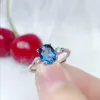 Cluster Rings LeeChee Natural Topaz Ring 6 8MM London Blue Fine Jewelry For Women Wedding Engagement Gift Real 925 Sterling Silver