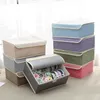 Storage Boxes Bins Drawer Bra Storage Closet Organizer Collapsible Boxes Washable Cotton Linen Finishing Box Portable With Cover Underwear Socks 230321