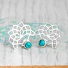 Stud Earrings Boho Ethnic Openwork Lotus Tribal Silver Color Removable Multifunctional Earring For Women