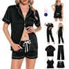 Vêtements de nuit pour femmes 5 pièces ensemble de vêtements de nuit pyjama ensemble pour femmes fausse soie tache vêtements de nuit mode confortable sexy fronde shorts imprimés vêtements de maison 230321