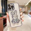 Étuis de téléphone de lapin de sable mouvant liquide de luxe pour IPhone 14 13 12 11 Pro Max PLUS protecteur d'objectif étui à paillettes antichoc couverture transparente