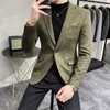 بدلات للرجال Blazers بالإضافة إلى حجم 4XL-M الخريف Deerskin Velvet Jackets Blazer 6 Color Men Business Blazers Hommes Disual Wedding Tuxedo Suit Coat 230320