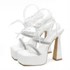 2023 Platform High Heels Sandaler Kvinnor Fashion Sexig öppen tå ankel Strap Club Pole Dancing Summer Ladies Shoes