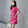 Sukienki swobodne Wysokiej jakości lato luksusowy francuski luksusowy projekt kieszonkowy Rose tweed marka elegancka damska sukienka do ubrań vestidos 230321