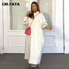 Casual Dresses CM.YAYA Women Fashion Pocket Side Long Sleeve Turn-down Collar Button From Slim Loose Sweatshirt Style Maxi Long Casual Dress 230321