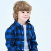 Kinderhemden Jungen Mädchen Karierte Freizeithemden Kindermode Gitterdesign Kinder Langarm Button-Down-Flanellhemden 230321