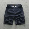 Shorts masculinos de alta qualidade cargo reto de cargo reto casual calça intermediária de calças médias de algodão verão