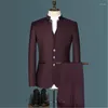 Men's Suits Chinese Stand Collar 2 Piece Set Blazer With Pants 4XLSlim Fit Prom Homme Men Costume Wedding Classic Party Dress Male