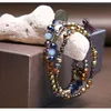 Strang Perlen Stränge Mode Vintage Bunte Seil Kette Mehrschichtige Quaste Anhänger Glas Tropfen Armbänder Armreif Für Frauen Weihnachtsgeschenk