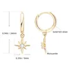 Ear Mankiet Iogou Trend Hoops Kolczyki dla kobiet 2,5 mm gwiazda Starburst Northstar Real 925 Charm upuszcza Virgin Girl 230320