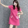 Casual Dresses High Quality Summer French Luxury Small Fragrance Pocket Design Rose Tweed Fashion Brand Elegant Women Clothes Dress Vestidos 230321