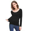 Dames blouses trendy basissop casual veerblouse lange mouwen slanke fit dames t-shirt thermisch