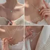 Colar de coração Kpop French Lucky Love Chain Clavícula coreana simples feminina de dupla camada pingente feminina para mulheres