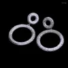 Boucles d'oreilles Fashional zircone cubique CZ grand cercle pour femmes fille ronde strass cristaux DYZ10342