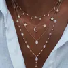 Hänge halsband Ny vintage crystal geometry stjärna månlås halsband för kvinnor 2020 boho multilevel hängen halsband chokers smycken gåva z0321