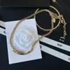 18K Gold Plated Brass Copper Necklace Fashion Women's Designer Double Letters Necklaces Choker Pendant Chain Crystal Imitation Pearl Wedding Jewelry Accessories