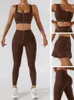 Tvådelt klänning 12st yoga set kvinnor träning sport gym slitage kostym hög midje leggings kjol front zipper bra fitness topp sportkläder 230321