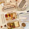 Lunchboxen, einfach, niedlich, tragbar, mit Fach für Mädchen, Schule, Kinder, Kunststoff, Picknick, Bento, Mikrowelle, Lebensmittelaufbewahrungsbehälter 230321