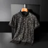 Herr mode polo skjorta lyxiga herrar tryck brev leopard te kort ärm mode casual mäns sommarkläder