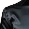 Camicie casual da uomo Camicia elegante nera slim fit in seta da uomo Smoking liscio in raso Business Wedding Prom Chemise Homme maschile