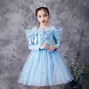 Flickaklänningar Princess Kjol Ice och Snow Spring Summer Long Short Sleeve Children's Birthday Dress för år 2023