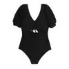 Swim Wear Short Sleeve Swimsuit Women Solid Swimewear Cut Out Monokini Push Up Swim Suit Korea Style Bathing Suit Pad Open Back 230320