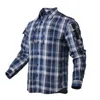 Men's Casual Shirts Men Long Sleeve Breathable Cotton Plaid Shirt Army Fan Plaid Tactical Shirt Women Outdoor Hiking Training Uniform Military Shirt 230321