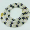 Chains Fine 8mm White Jade Round Beads &7-8mm Black Freshwater Cultured Pearl Necklace 18" Ladies Jewelry Gift