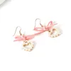 Orecchini con perno 2023 Coreano Rosa Panno Fiocco Nodo Amore Per Le Donne Pendientes Cuore Simulato Perla Boucle D'oreille Brinco