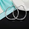 Hoop Earrings Fine 925 Sterling Silver 4cm Diameter Big Circle For Women Fashion Lady Jewelry Christmas Gifts Wedding Party