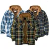メンズジャケット洗えるスタイリッシュなチェッカーキルティングシャツジャケット秋の冬の男性コート長袖