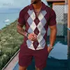Men's Tracksuits Men's Tracksuits 2022 Summer Tracksuit Sets Zipper Polo Shirt Oversized 2 Piece Suits For Men Business Casual Print Breathable Fashion Men T230321
