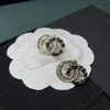 Kobiety mieszane 18 -karatowe złoto projektanci marki podwójne litery Stud Clip łańcuch geometryczny 925 Srebrny kryształowy kryształowy kolczyk na przyjęcie weselne