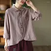 Blusas femininas 2023 camisa de primavera feminino retro casual slim tops