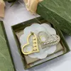 Luksusowe diamentowe kołki perłowe duże listu miłosne kolczyki serca miłośnicy kolczyków z pudełkiem z pudełkiem