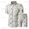 Men's Tracksuits Designer New Fashion Men Shirts Shorts Set Summer Casual Printed Shirt Homme Short Male Printing Dress Suit Sets Plus Size 5XL T230321