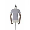 Women's T Shirts 2023 Summer Ankomst Solid Color Casual Retro Girls Round Neck Tight Body Shirt