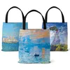 Strandsäckar Sunrise Impressionist Oilmålning Miljö Skydd Vintage Canvas Beach Tote Designer Handväskor Shopping Shopping Väskor 230321