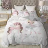 Beddengoed sets moderne mooie prinses kinderen set twin size microfiber cartoon unicorn swan ballet meisje print dekbedovertrek met kussenslopen 230321