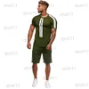 Tute da uomo LNCDIS Sport Set sottili Casual Abiti da uomo Uomo Estate Tempo libero Moda Colore Collisione Pantaloncini manica corta Uomo Tuta Set Q1 T230321