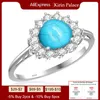 Cluster Rings Turquoise Natural Sri Lanka Sapphire S925 Sterling Silver Ring Birthstone Engagement Design Ladies Blue Gemstone Jewelry