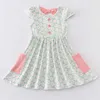 Vestidos da menina Girlymax Verão Bebê Meninas Crianças Crianças Roupas Floral Manta Leite Seda Vestido Twirl Joelho Comprimento Kidwear Manga Curta