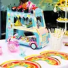 Autres fournitures de fête d'événement Double-decker Bus Shape Cake Stand BUS Cupcake Holder Ice Cream Cart Kids Birthday Dessert Tables Party Decor 230321