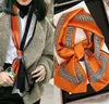 15style Fashion Letters Print Imitate Silk Scarf Neckerchief for Women Long Handle Bag Scarves Shoulder Tote Luggage Ribbon Head Wrap 150-15cm