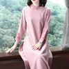 Abbigliamento etnico Autunno Stile cinese Grazioso Qipao nazionale delle donne Gonna lunga Abito con fondo Allentato 5XL Casual Quotidiano A11