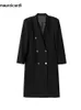 Men's Wool Blends Mauroicardi Autumn Winter Long Loose Luxury Warm Soft Black Woolen Trench Coat Men Double Breasted Cool European Overcoat 230320