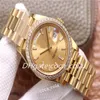 2023 QC Check Luxus-Armbanduhr, 18 Karat Gold, 40 mm, Champagner-Zifferblatt, Diamant-Lünette, mechanisches Automatikwerk, Herrenuhren