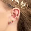 Boucles d'oreilles à tige belle fruit piercing bijoux en argent sterling 925 mignon petit design cerise raisin pomme fraise