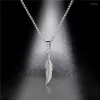 Pendant Necklaces Stainless Steel Long Feathers Hip Hop Chain Choker Charm Fashion Necklace For Men Jewelry Party Friends Gift